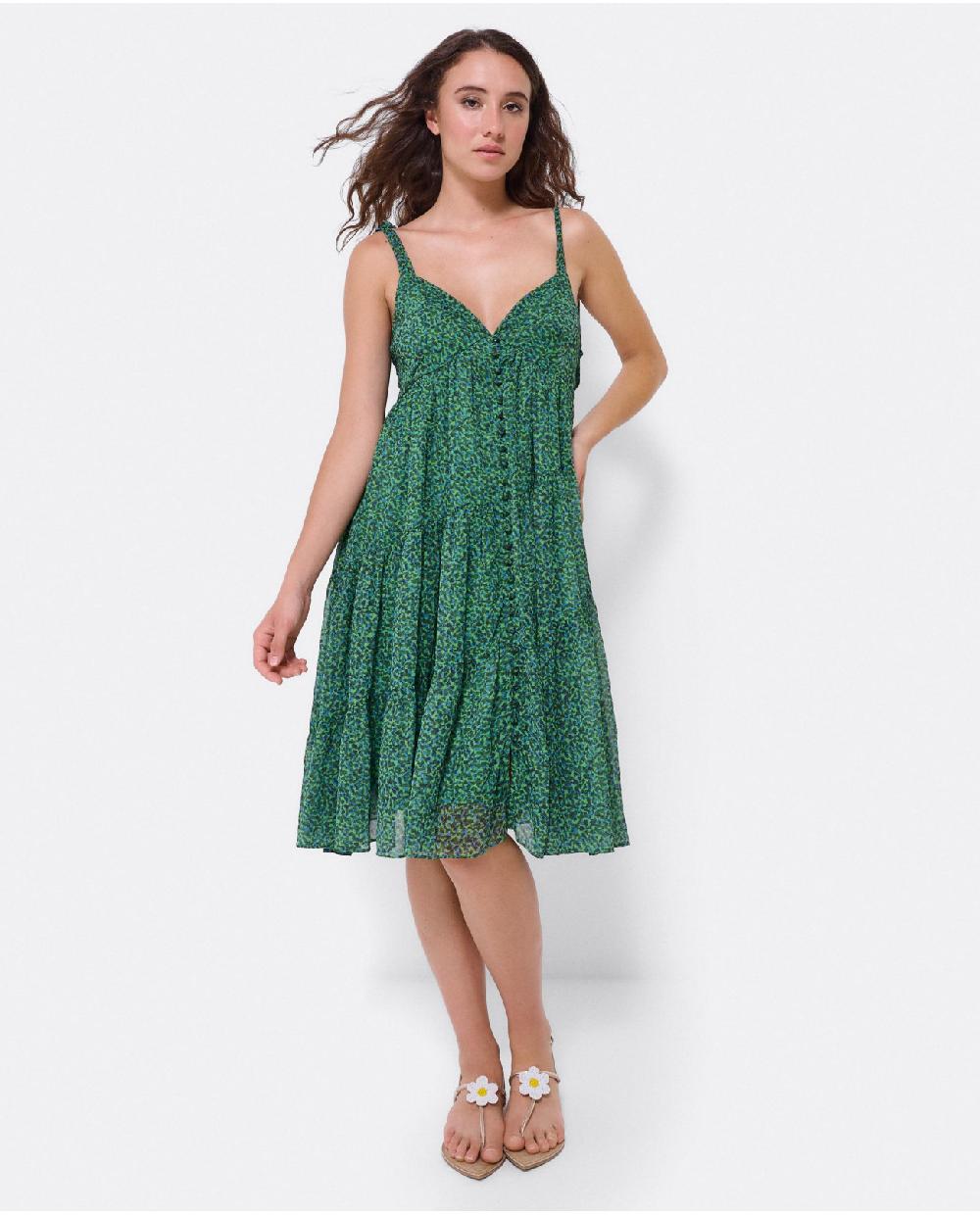 Cuplé MINI VESTIDO VUELO GASA LEOPARDO VERDE