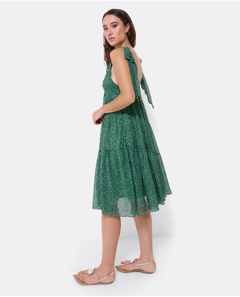 Cuplé MINI VESTIDO VUELO GASA LEOPARDO VERDE