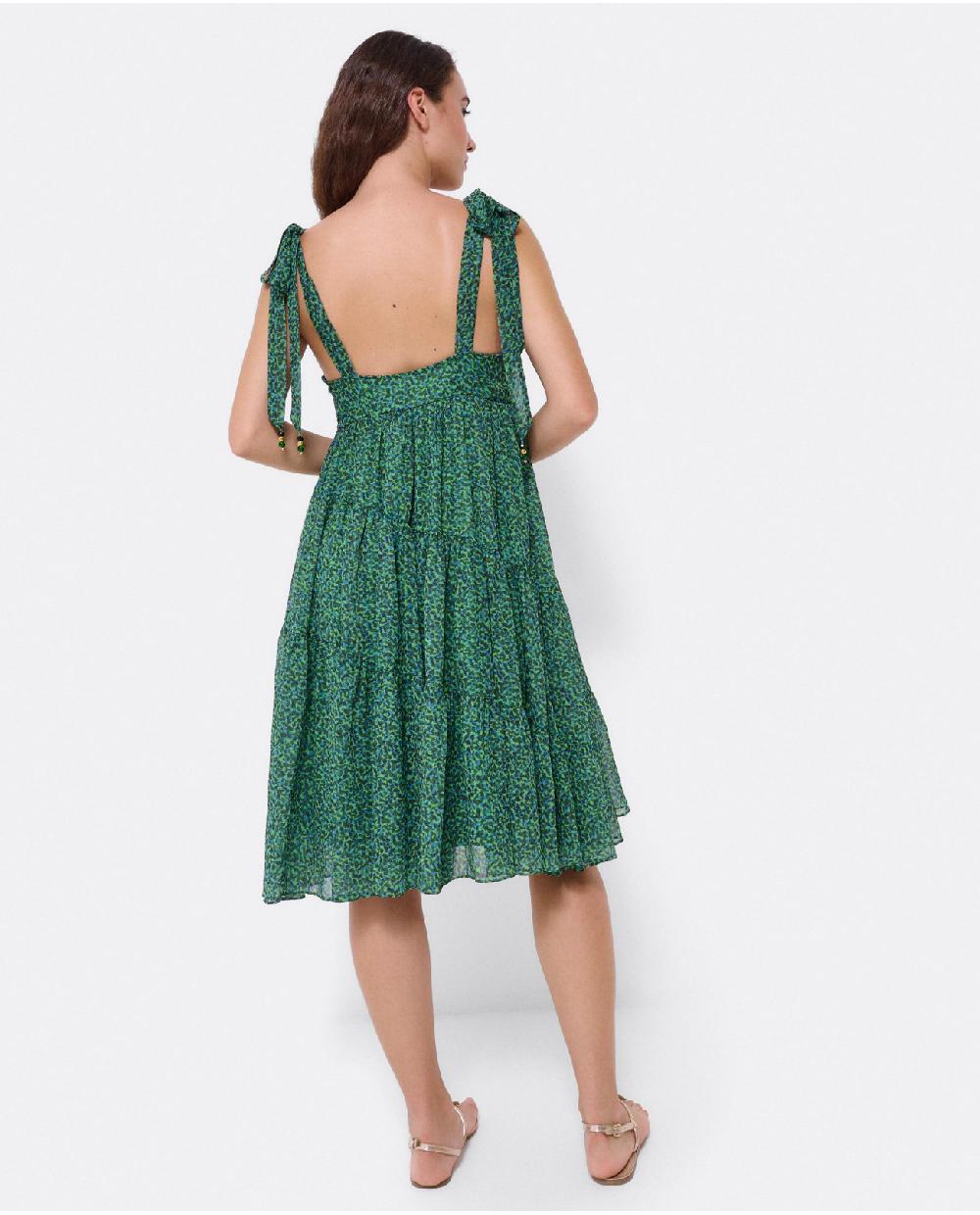 Cuplé MINI VESTIDO VUELO GASA LEOPARDO VERDE