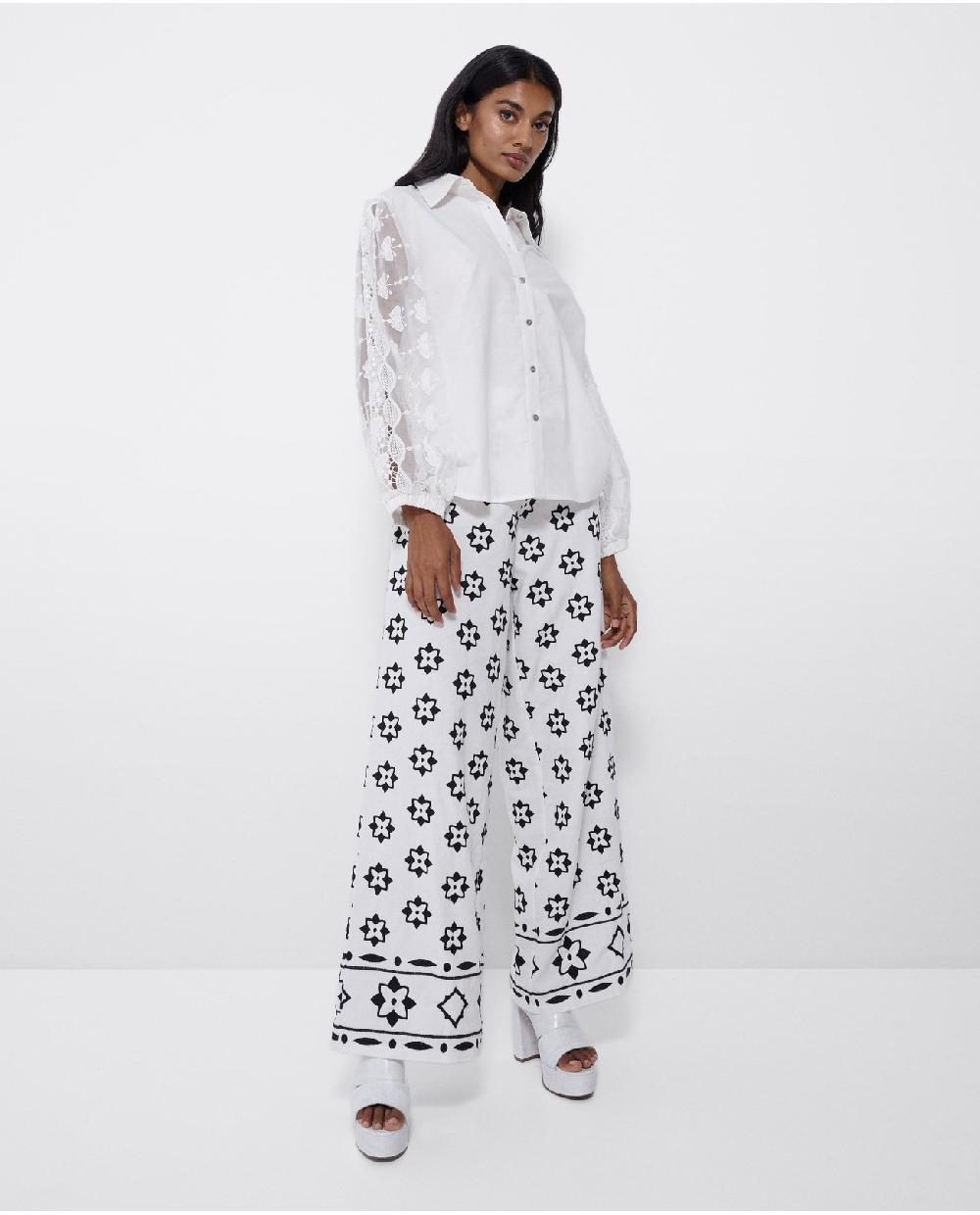 Cuplé PANTALON BORDADO CENEFA ALGODON BLANCO