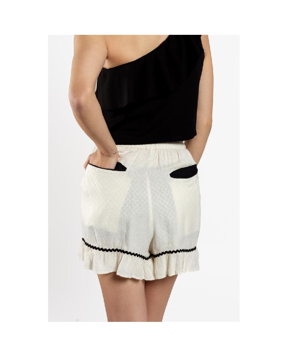 Cuplé PANTALON CORTO VOLANTE JACQUARD BLANCO