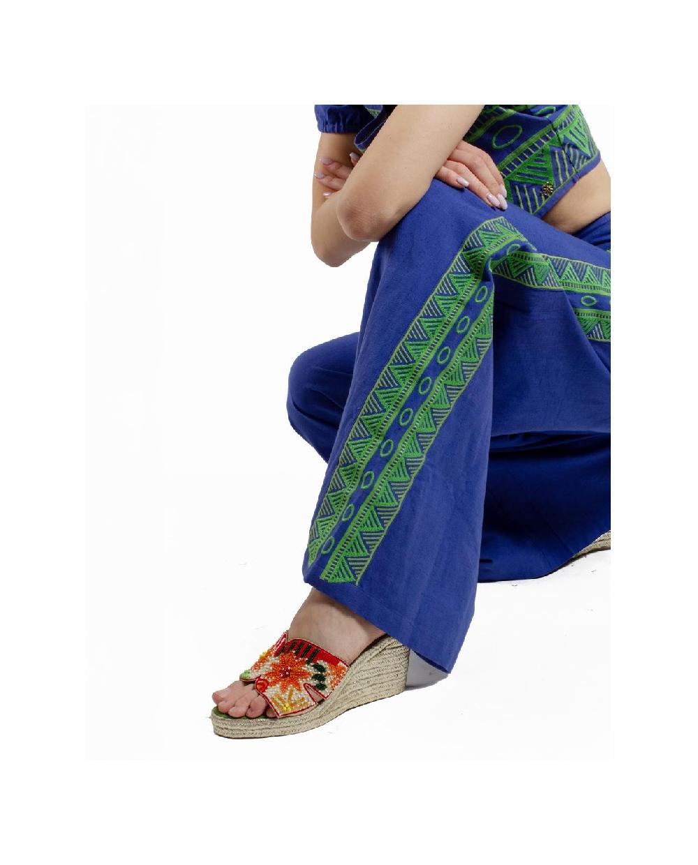 Cuplé PANTALON PALAZZO ALGODON AZUL