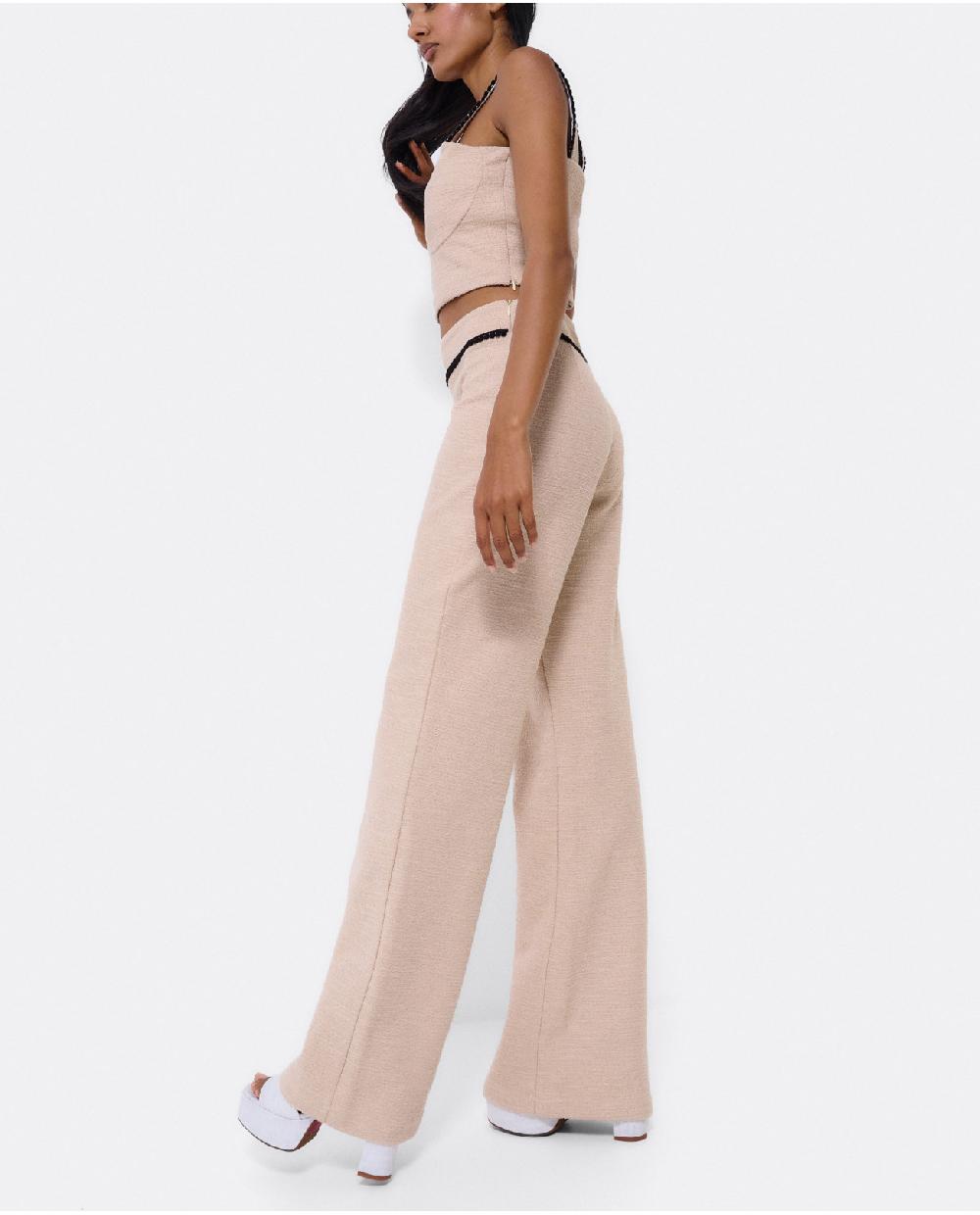 Cuplé PANTALON PUNTILLA TWEED BEIG