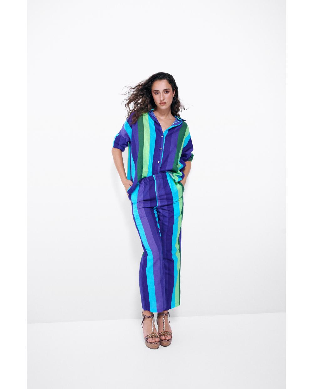 Cuplé PANTALON RECTO ALGODON RAYAS AZUL