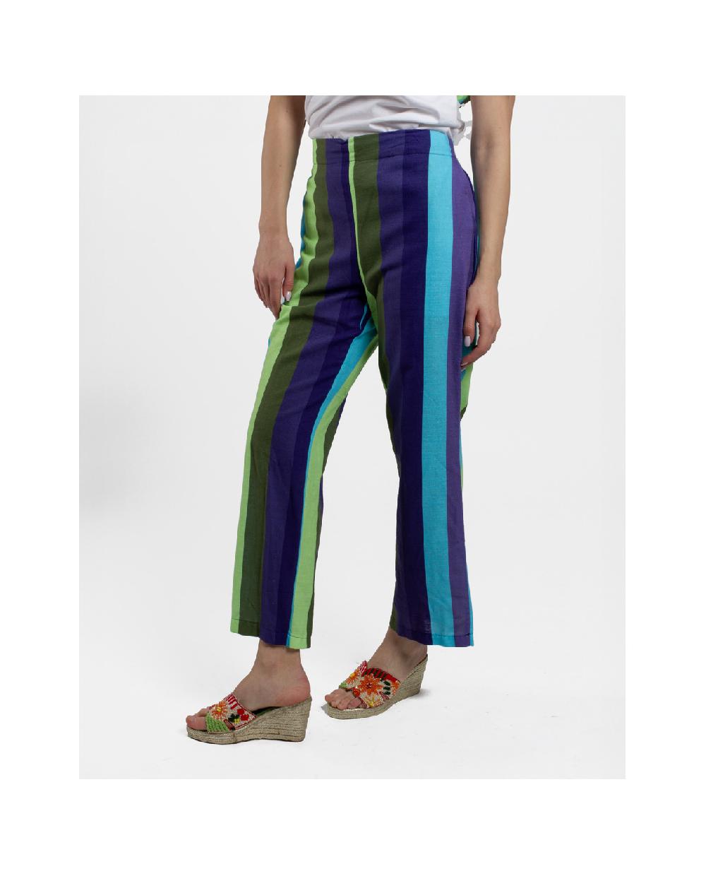 Cuplé PANTALON RECTO ALGODON RAYAS AZUL