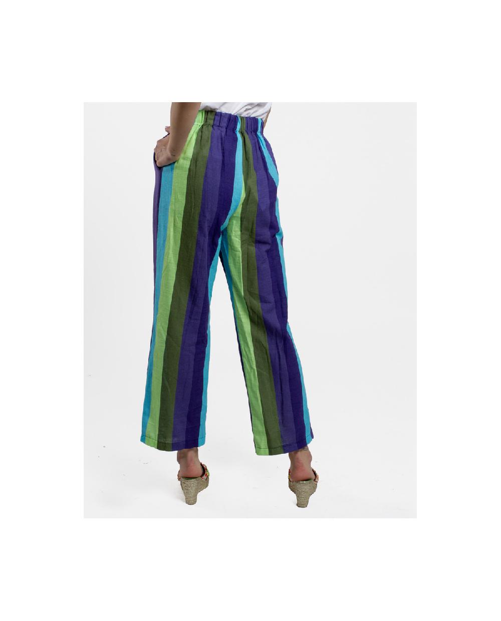 Cuplé PANTALON RECTO ALGODON RAYAS AZUL