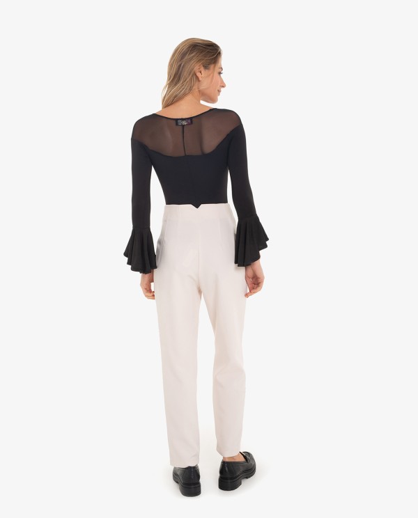 Cuplé PANTALÓN RECTO BEIGE CON PINZAS
