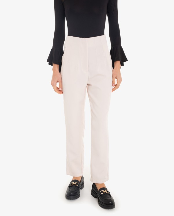 Cuplé PANTALÓN RECTO BEIGE CON PINZAS