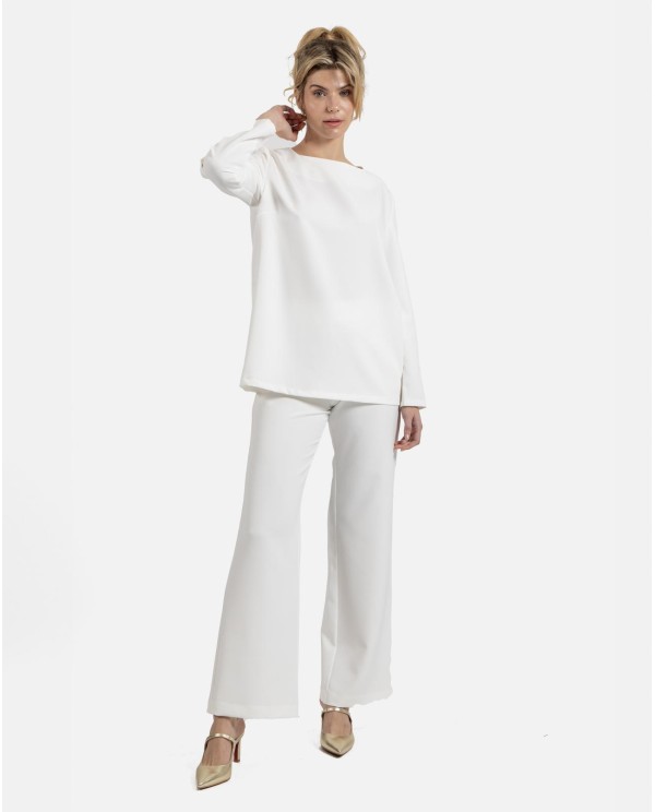 Cuplé PANTALÓN RECTO CREP BLANCO