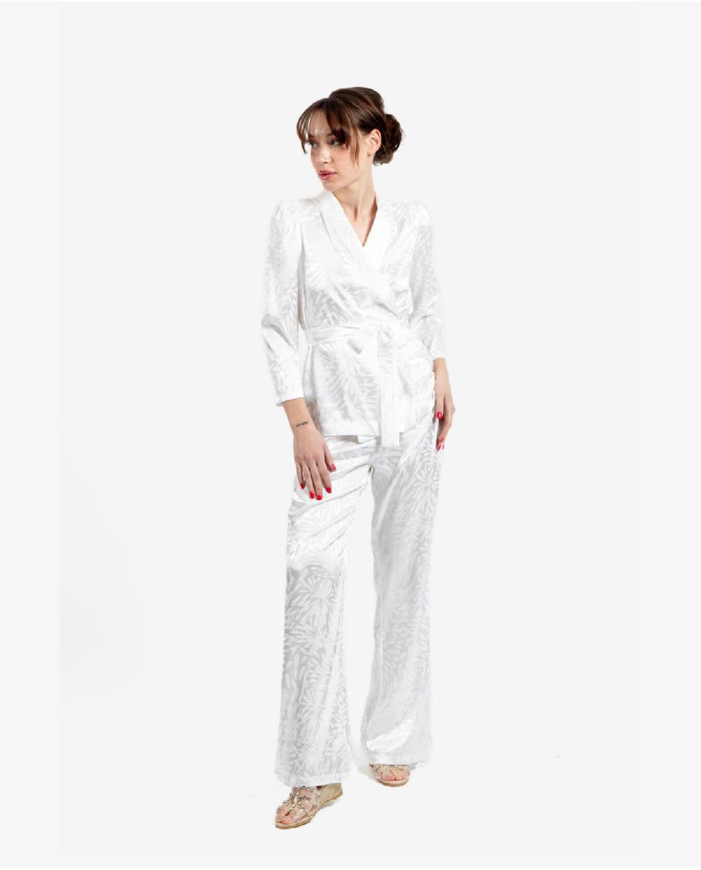 Cuplé PANTALON RECTO JACQUARD BLANCO