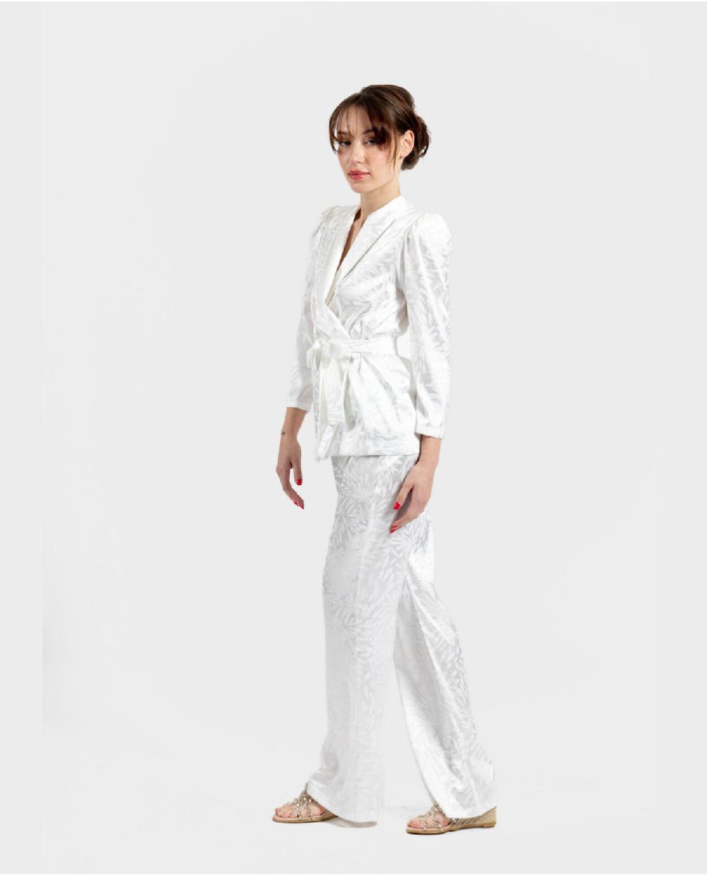 Cuplé PANTALON RECTO JACQUARD BLANCO