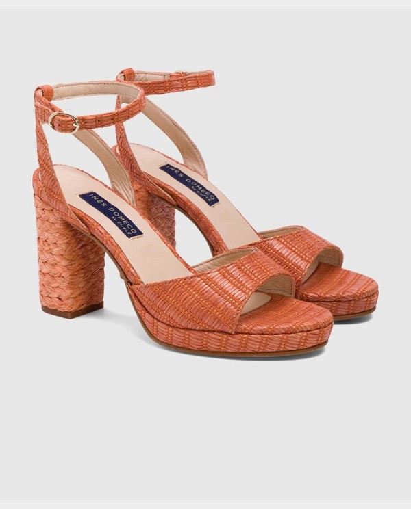 Cuplé SANDALIA ALMUÑECAR RAFIA NARANJA