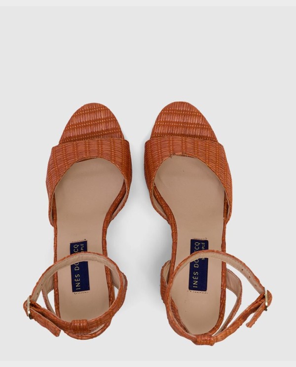 Cuplé SANDALIA ALMUÑECAR RAFIA NARANJA