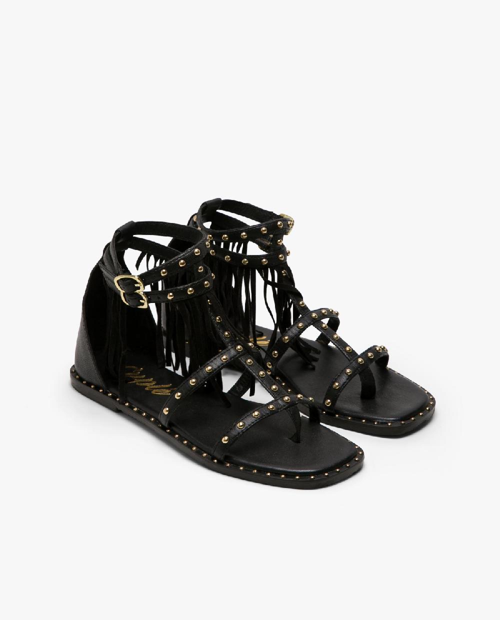 Cuplé SANDALIA FLECOS Y TACHAS NAPA NEGRO