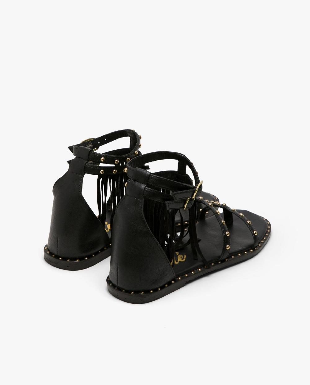 Cuplé SANDALIA FLECOS Y TACHAS NAPA NEGRO