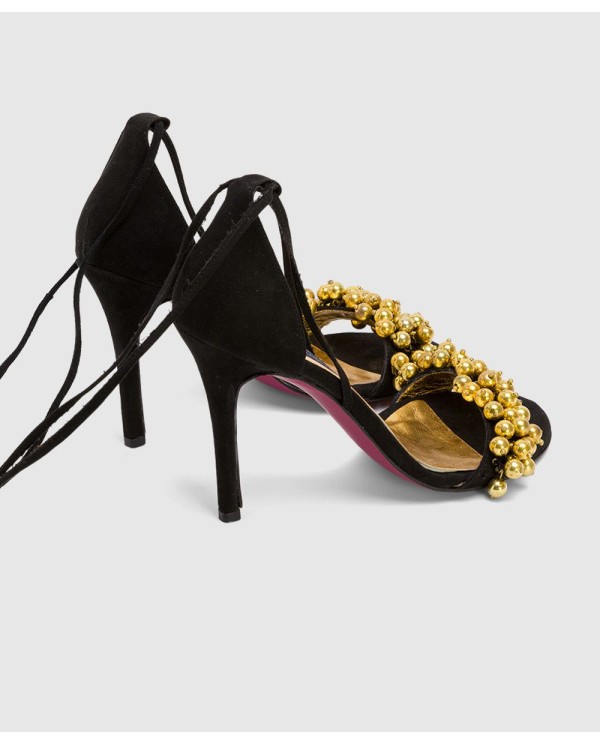 Cuplé SANDALIA RONDA TACON ULTRASUEDE NEGRO
