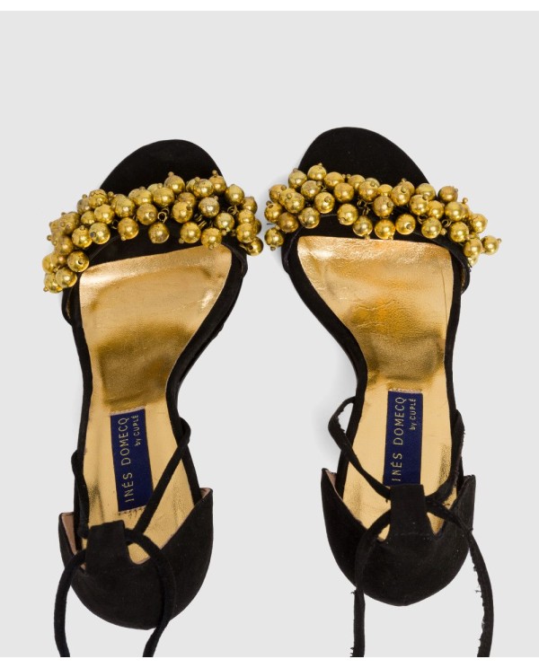 Cuplé SANDALIA RONDA TACON ULTRASUEDE NEGRO
