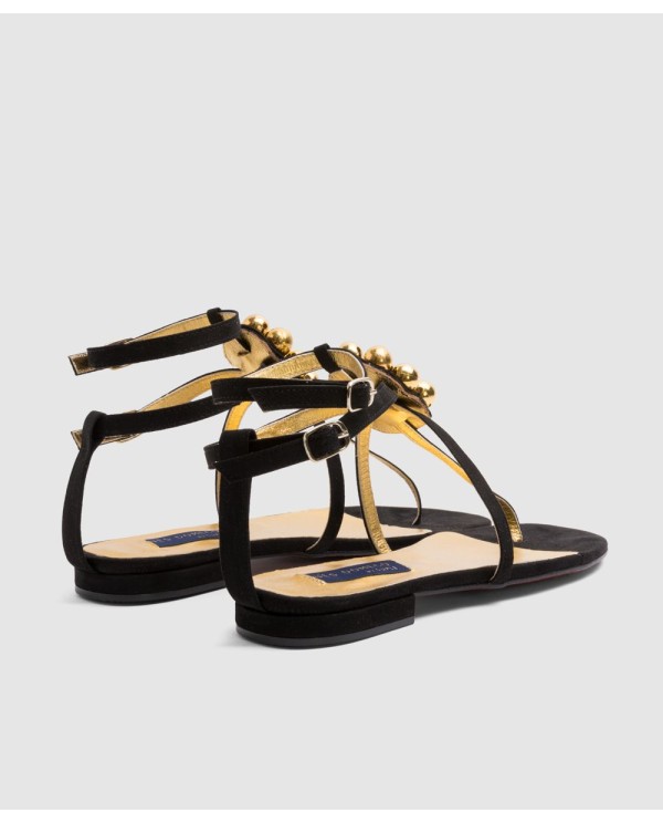 Cuplé SANDALIA TARIFA ULTRASUEDE NEGRO