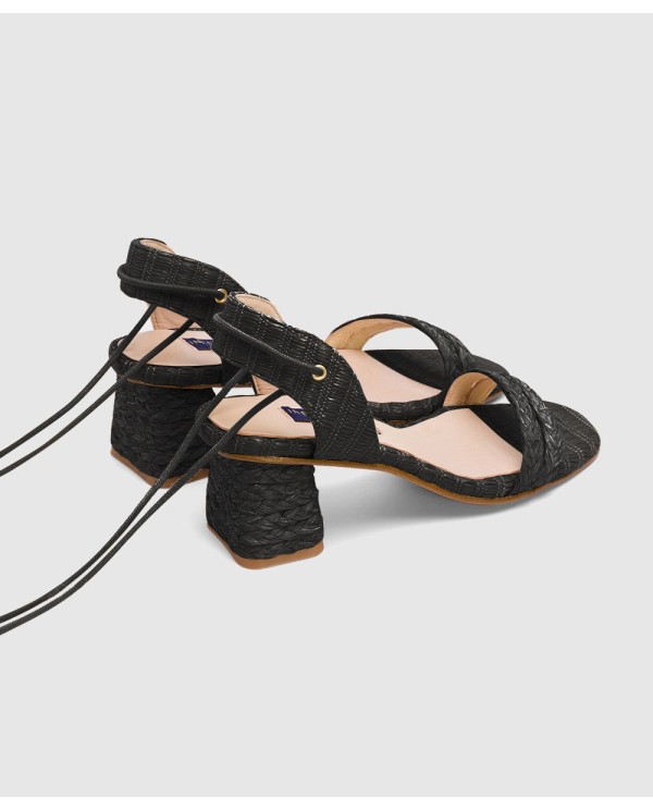 Cuplé SANDALIA ZAHARA RAFIA NEGRO