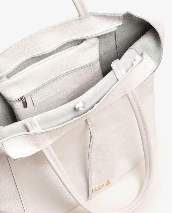 Cuplé SHOPPER VERTICAL PIEL BLANCO