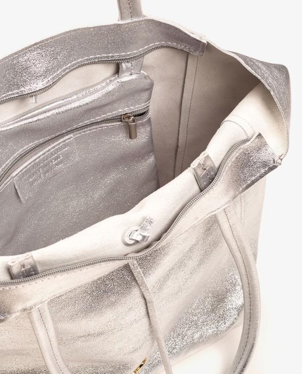 Cuplé SHOPPER VERTICAL PIEL PLATA
