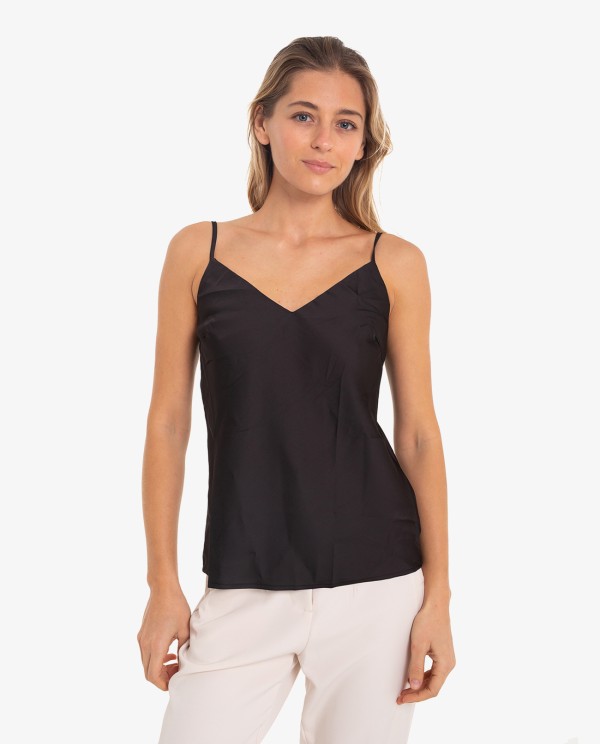 Cuplé TOP LENCERO NEGRO CON ESCOTE EN V