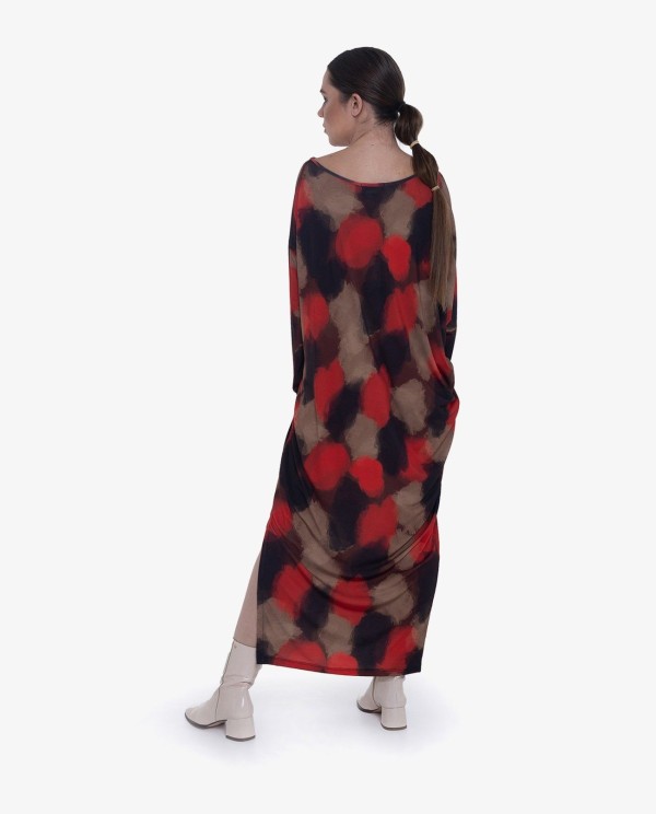 Cuplé VESTIDO ASIMÉTRICO PUNTO ACUARELA ROJO