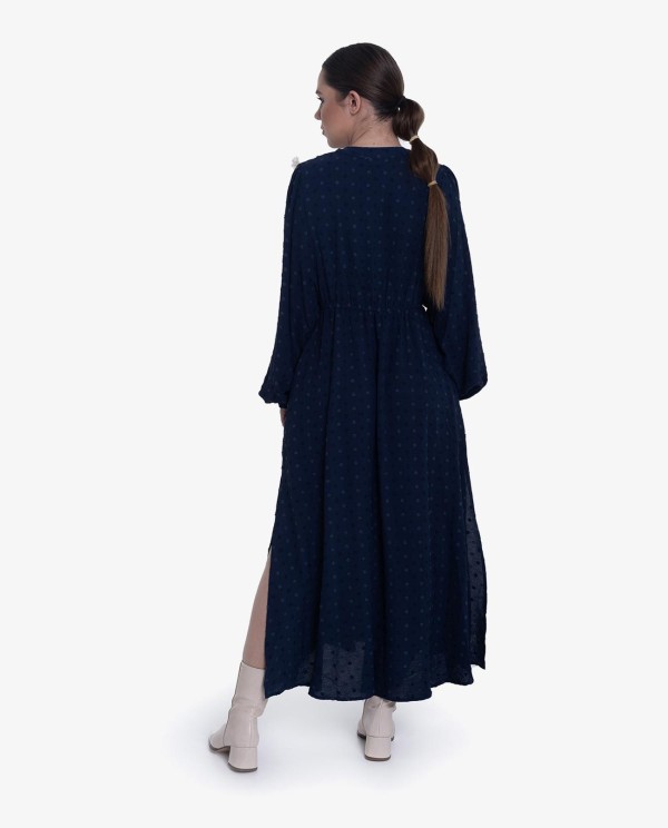 Cuplé VESTIDO BOHO LARGO PLUMETI AZUL OSCURO