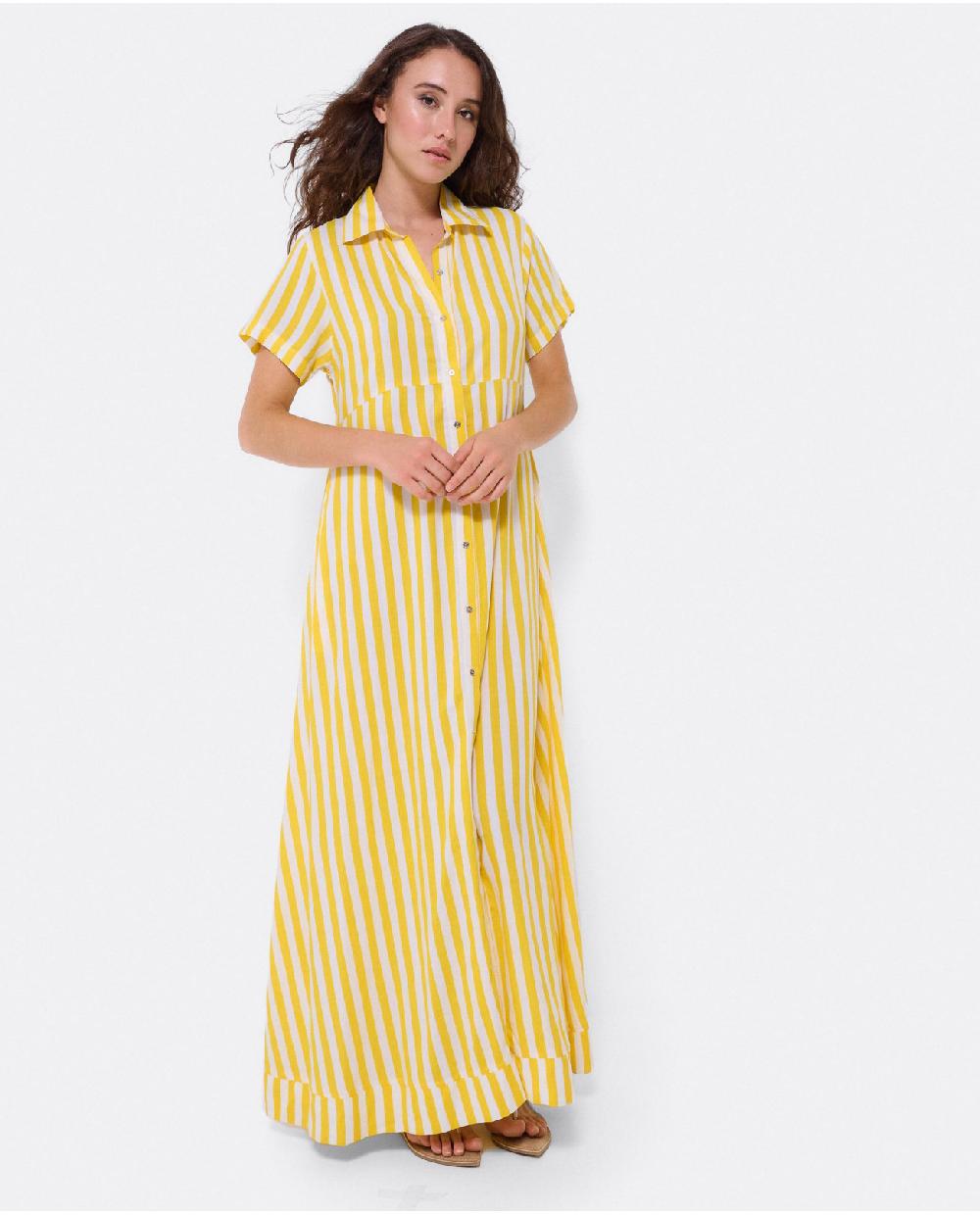 Cuplé VESTIDO CAMISERO LARGO VISCOSA AMARILLO