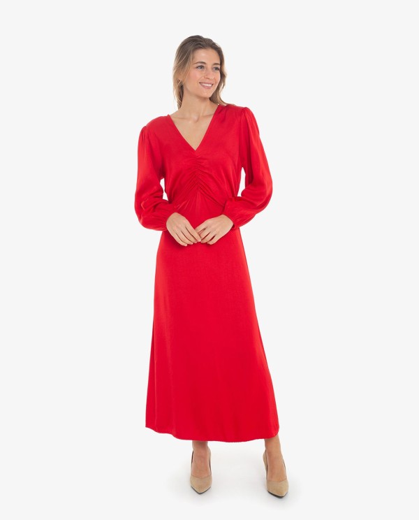 Cuplé VESTIDO CON DRAPEADO CENTRAL COLOR ROJO