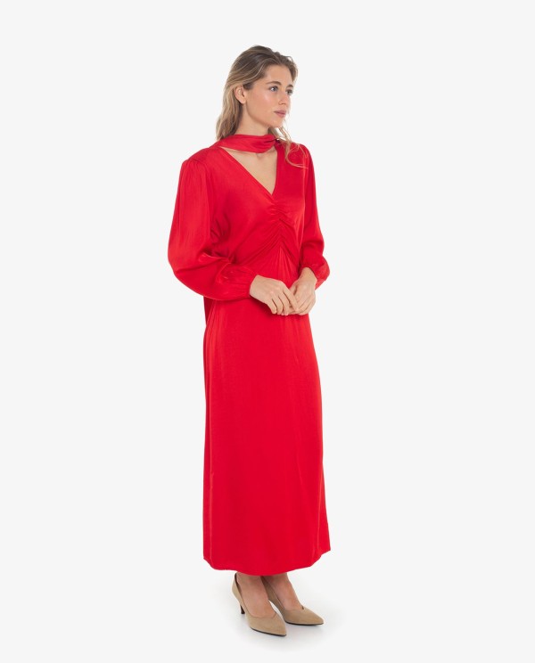 Cuplé VESTIDO CON DRAPEADO CENTRAL COLOR ROJO