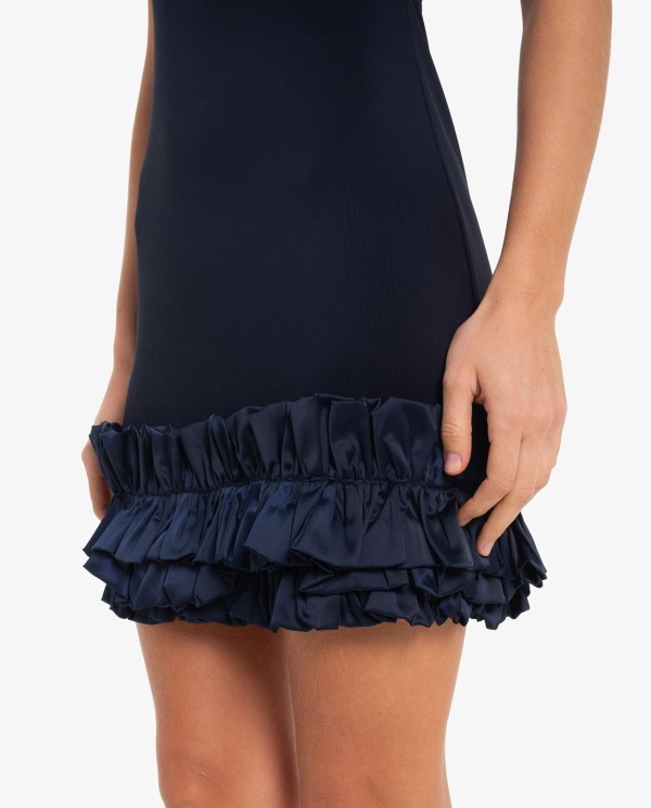 Cuplé VESTIDO CORTO AZUL MARINO CON VOLANTES