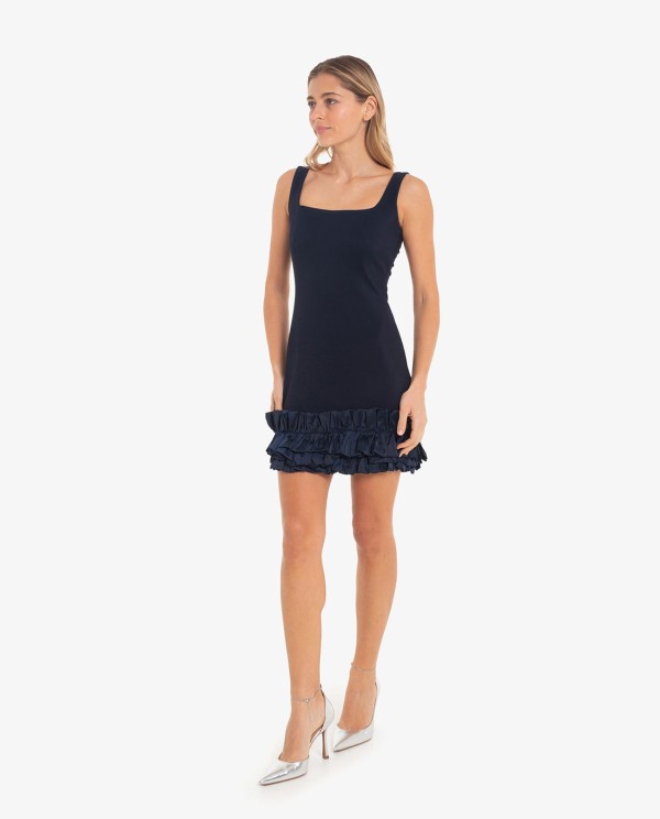 Cuplé VESTIDO CORTO AZUL MARINO CON VOLANTES