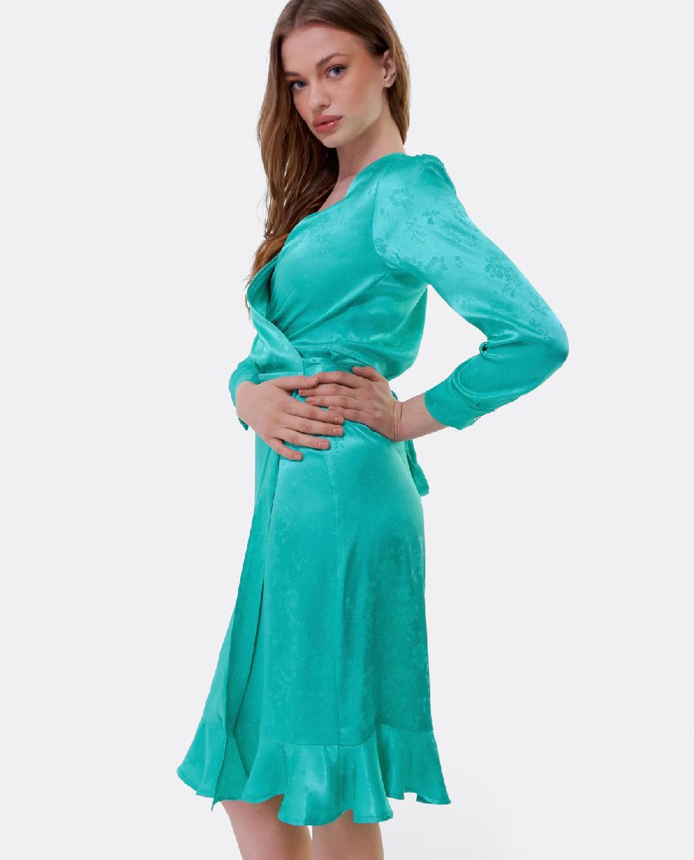 Cuplé VESTIDO CRUZADO VOLANTE JACQUARD AZUL