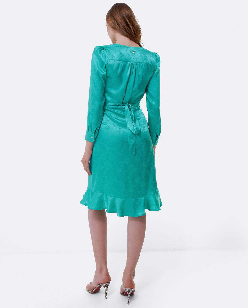 Cuplé VESTIDO CRUZADO VOLANTE JACQUARD AZUL