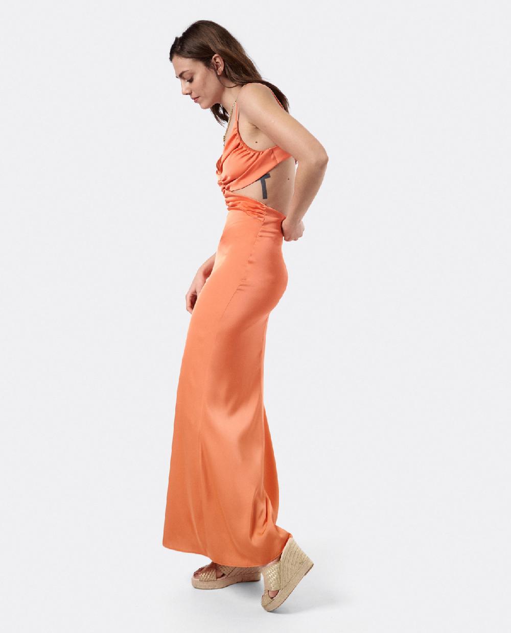 Cuplé VESTIDO ESCOTE DRAP SEDÍN NARANJA