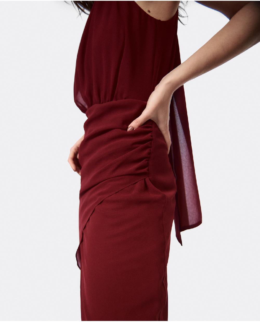 Cuplé VESTIDO ESCOTE HALTER GASA BURDEOS