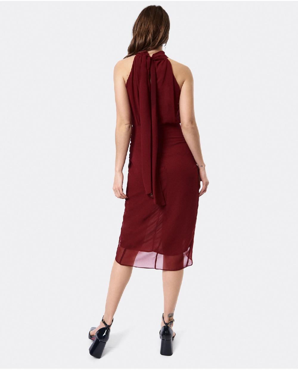 Cuplé VESTIDO ESCOTE HALTER GASA BURDEOS