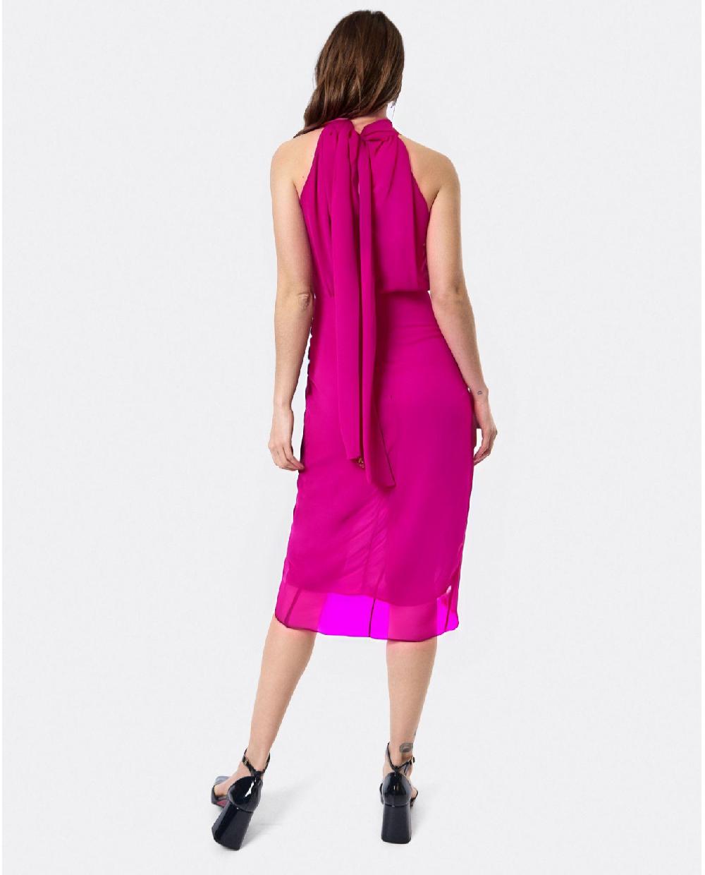 Cuplé VESTIDO ESCOTE HALTER GASA FUCSIA