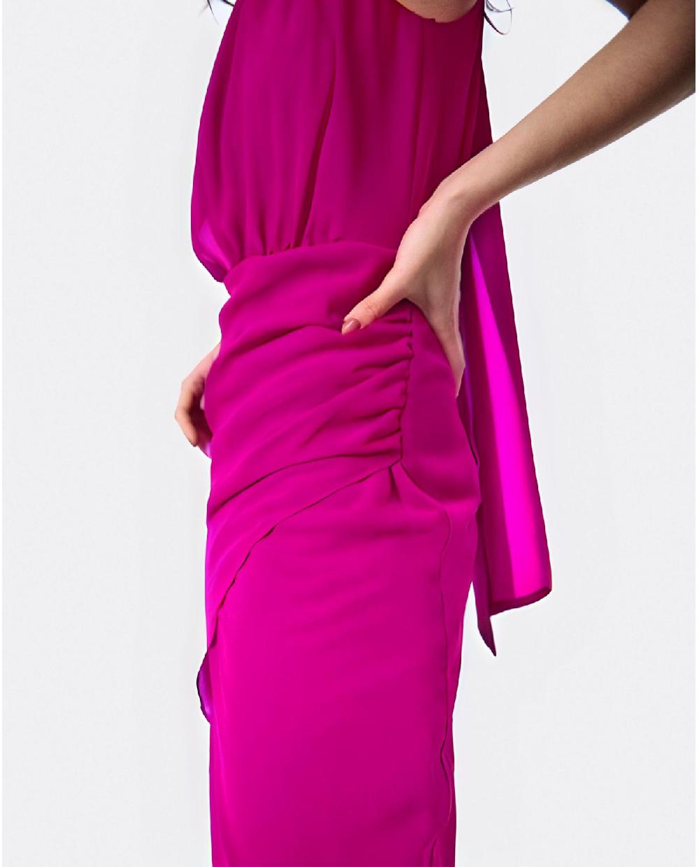 Cuplé VESTIDO ESCOTE HALTER GASA FUCSIA