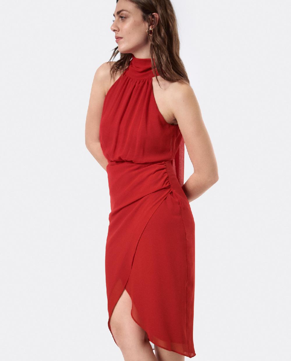 Cuplé VESTIDO ESCOTE HALTER GASA ROJO