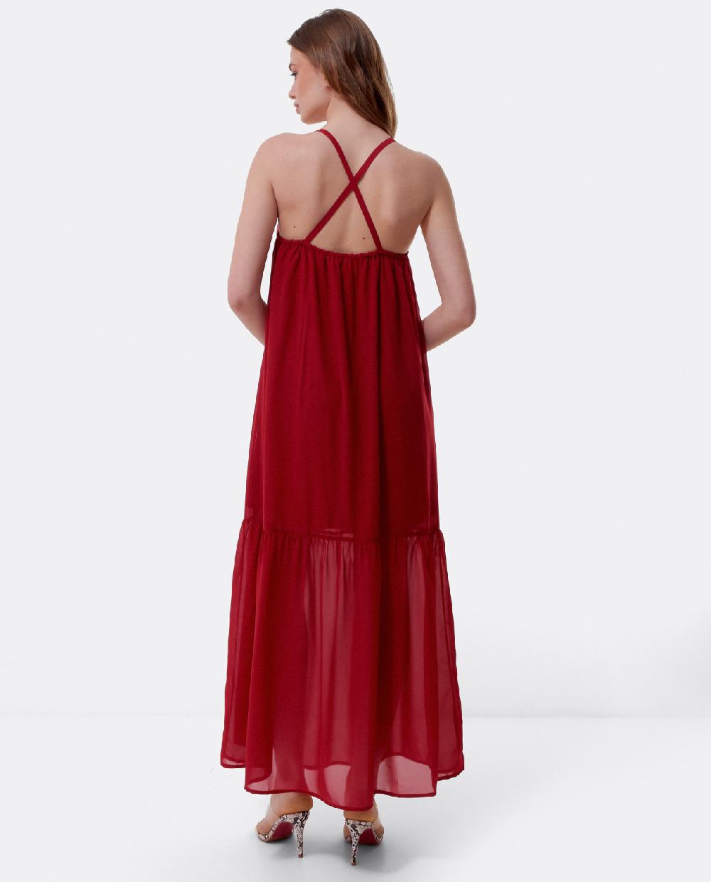 Cuplé VESTIDO LARGO BOLAS GASA ROJO
