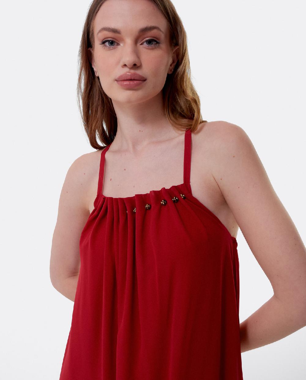 Cuplé VESTIDO LARGO BOLAS GASA ROJO