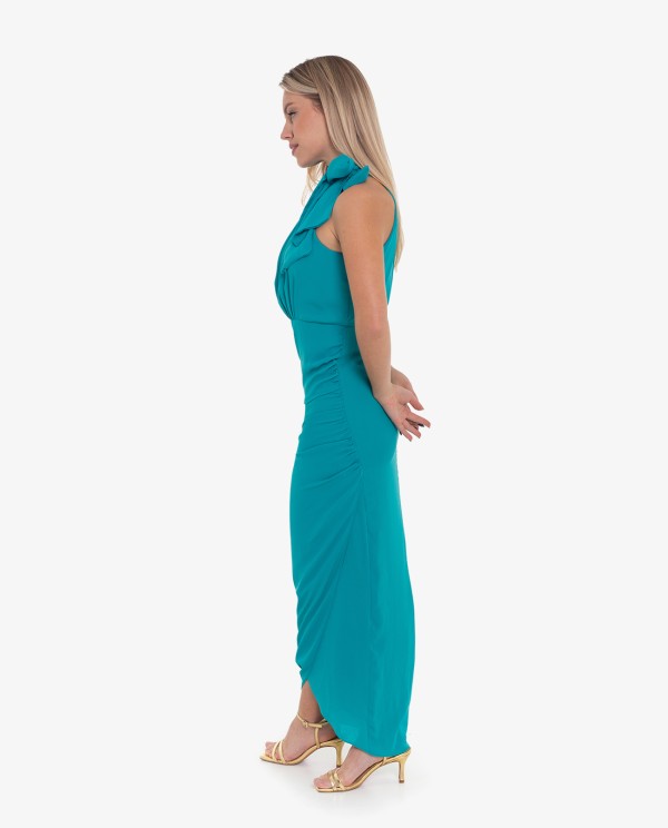 Cuplé VESTIDO LARGO HALTER FRUNCIDO VERDE