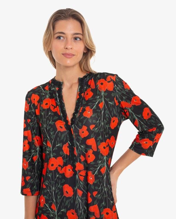 Cuplé VESTIDO MANGA LARGA CON ESTAMPADO DE FLORES