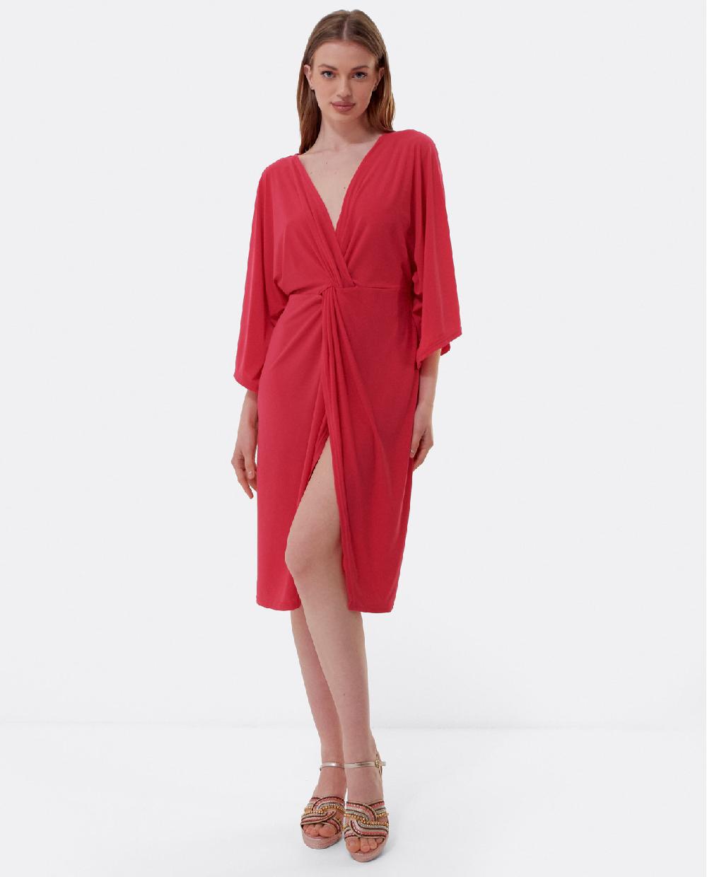 Cuplé VESTIDO MAXI MANGAS PUNTO FUCSIA