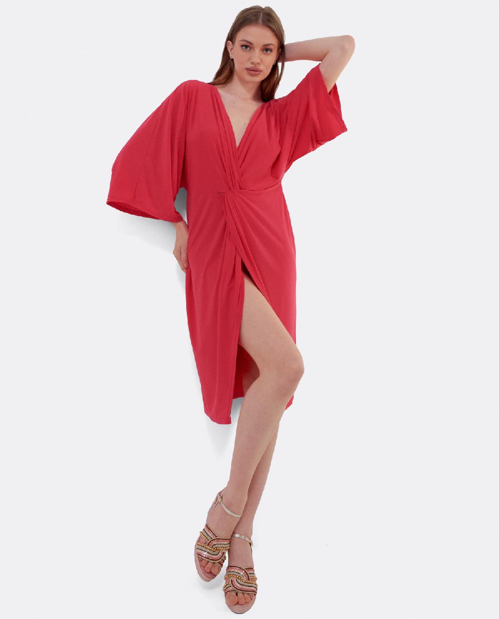 Cuplé VESTIDO MAXI MANGAS PUNTO FUCSIA
