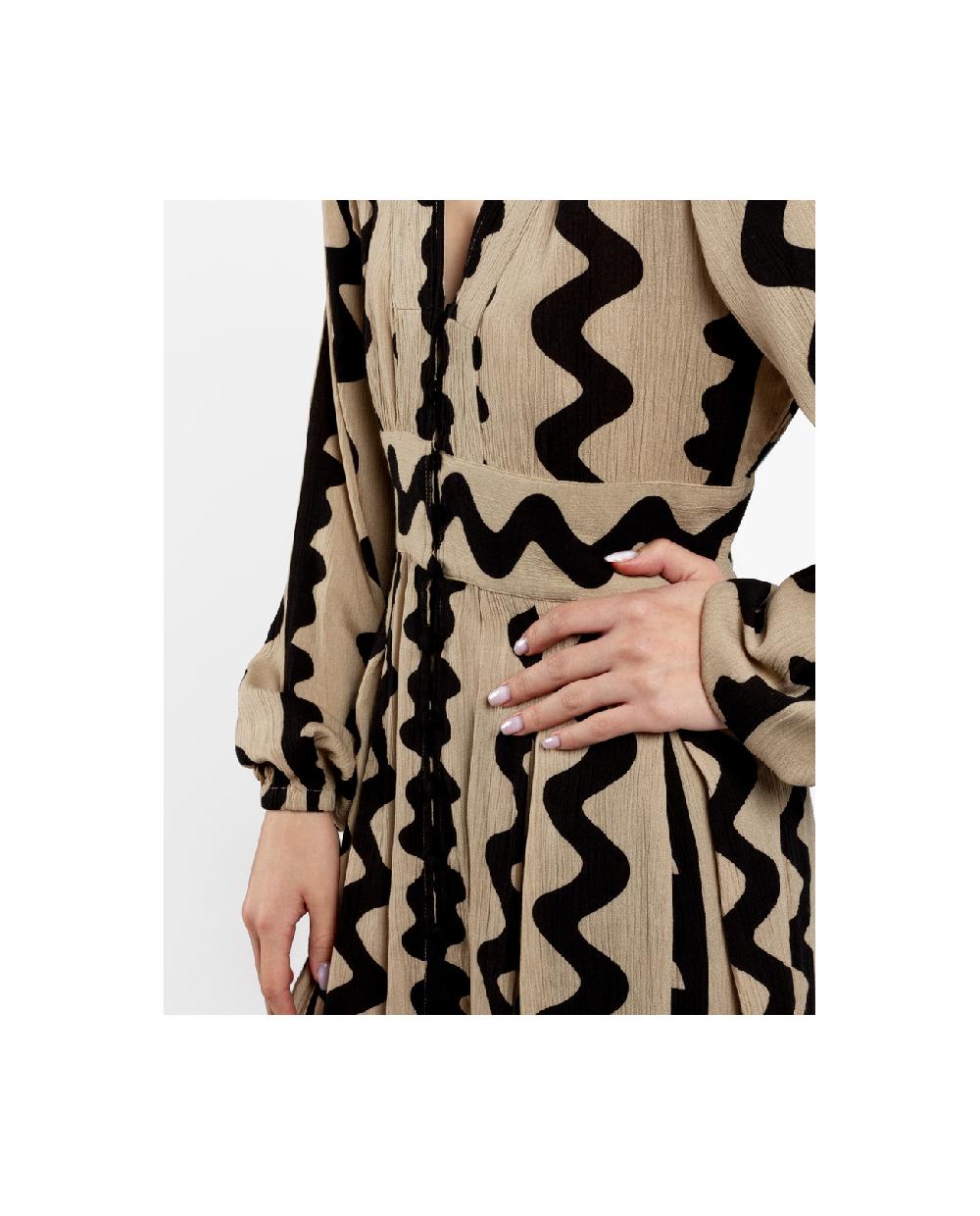 Cuplé VESTIDO MIDI BOTONES CREP BEIG