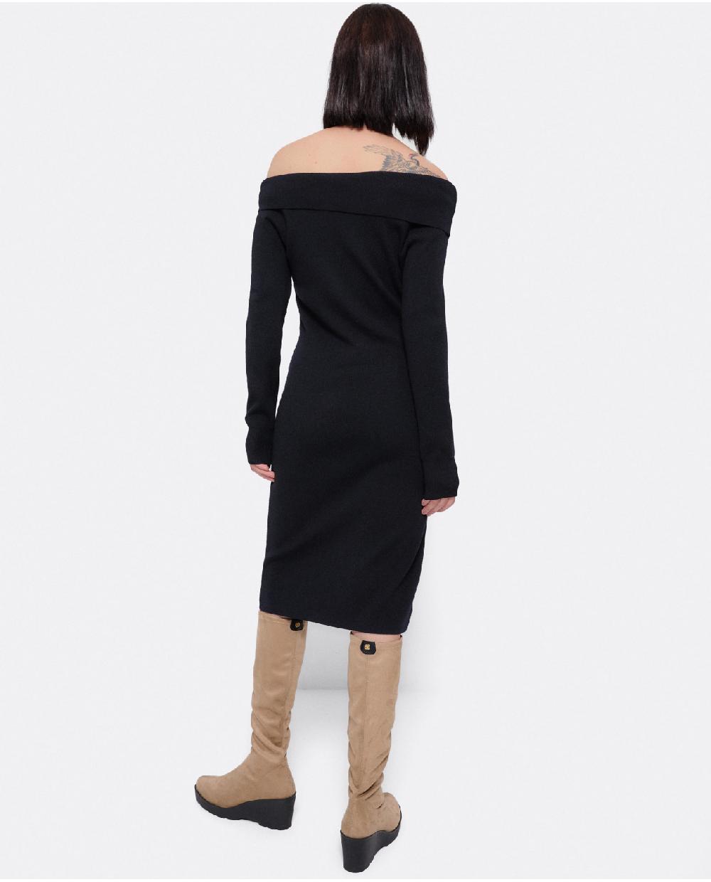 Cuplé VESTIDO MIDI ESCOTE DRAPEADO PUNTO NEGRO