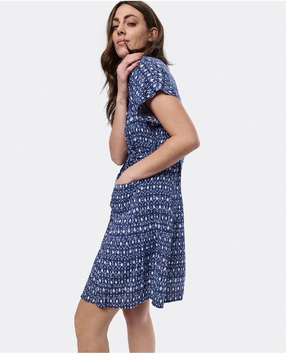 Cuplé VESTIDO MINI ANUDADO VISCOSA GEOMETRICO AZUL